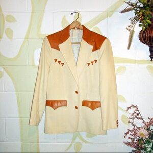 Vintage Cream and Tan Women's Jacket